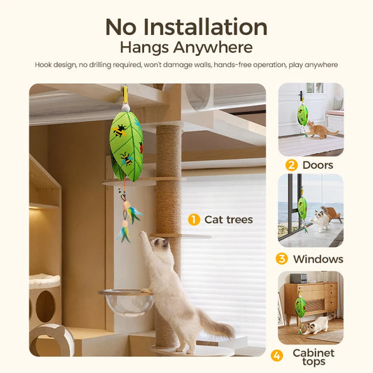 Juguete Automático para Gatos – Pluma Interactiva ROJECO | Carga USB