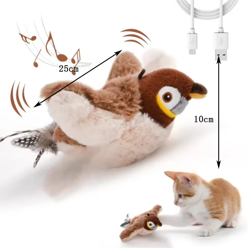 Juguete Pájaro Eléctrico para Gatos | Interactivo con Sonido y Plumas