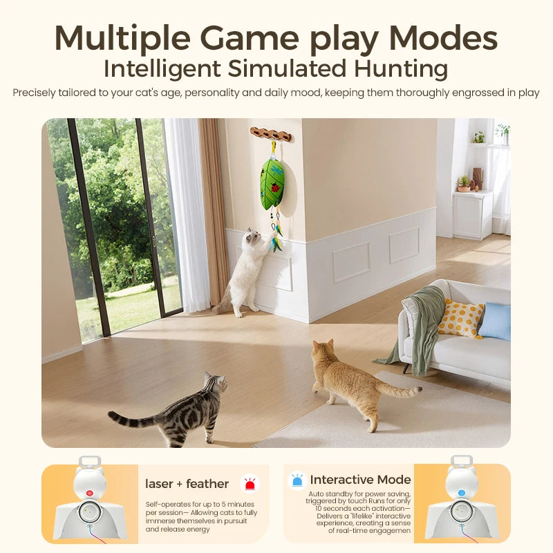 Juguete Automático para Gatos – Pluma Interactiva ROJECO | Carga USB
